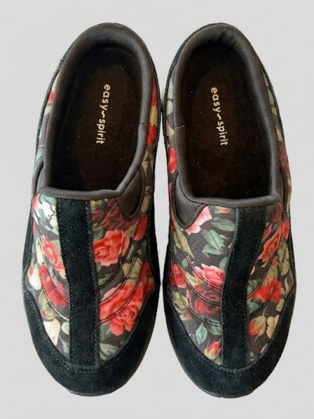 ✨ NWT Easy Spirit Black Floral Slide-On Walking Shoes • Women’s 9.5